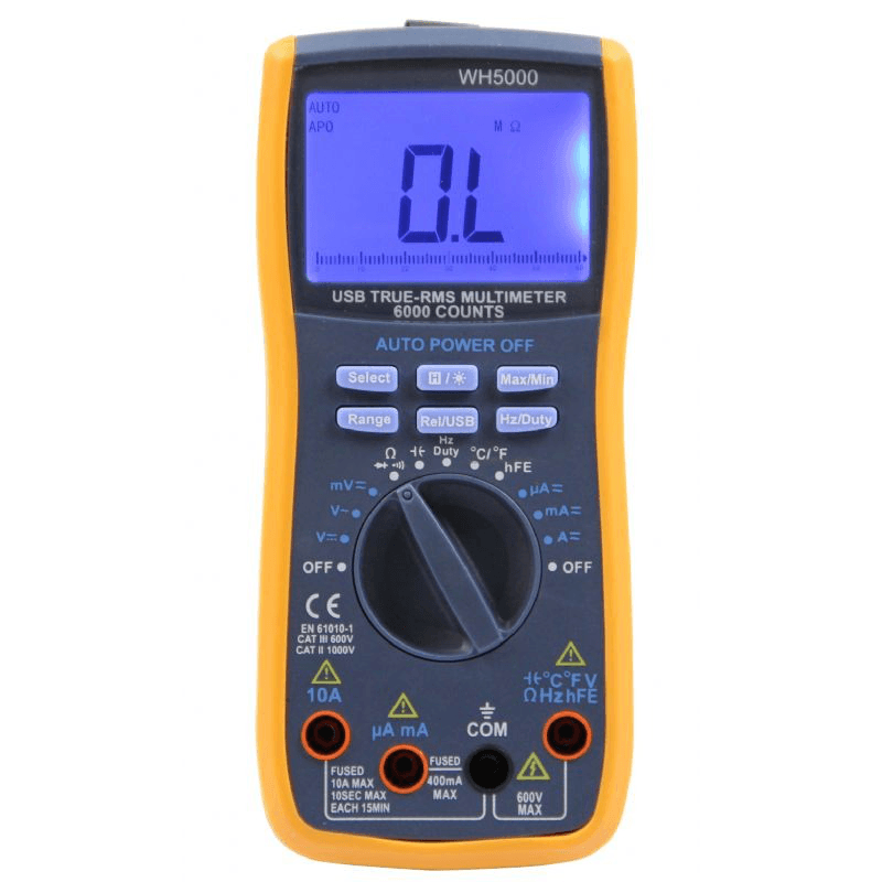 WH5000 Digital Multimeter 5999 Counts with USB Interface Auto Range with Backlight Magnet Hang AC DC Ammeter Voltmeter Ohm - MRSLM