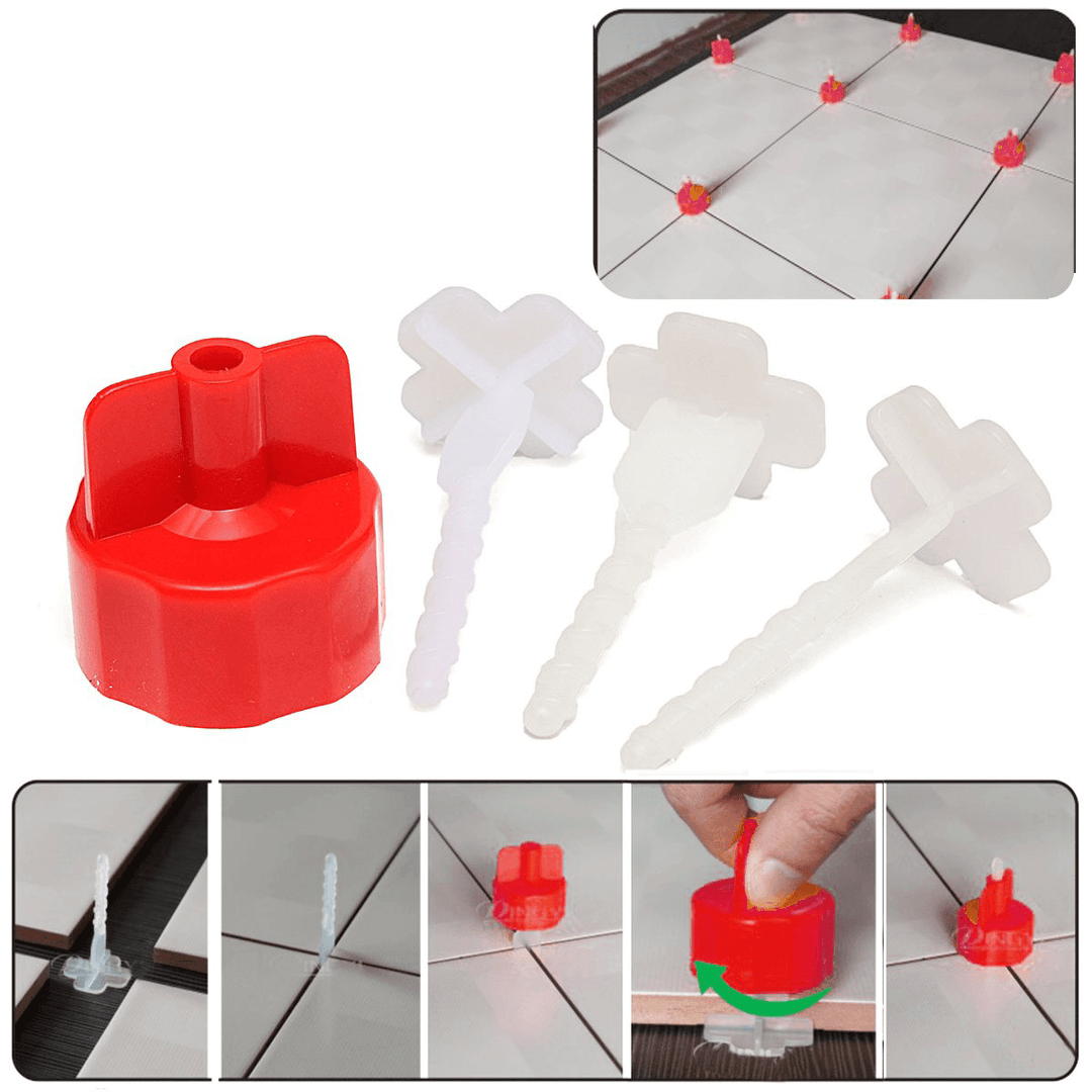 50 Pcs Flat Tile Ceramic Leveling System Kit Floor Wall Spacer Strap Tools Tile Spacers - MRSLM