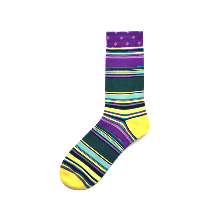 Men'S Street Wild Classic Geometry Striped Cotton Mid-Socks - MRSLM