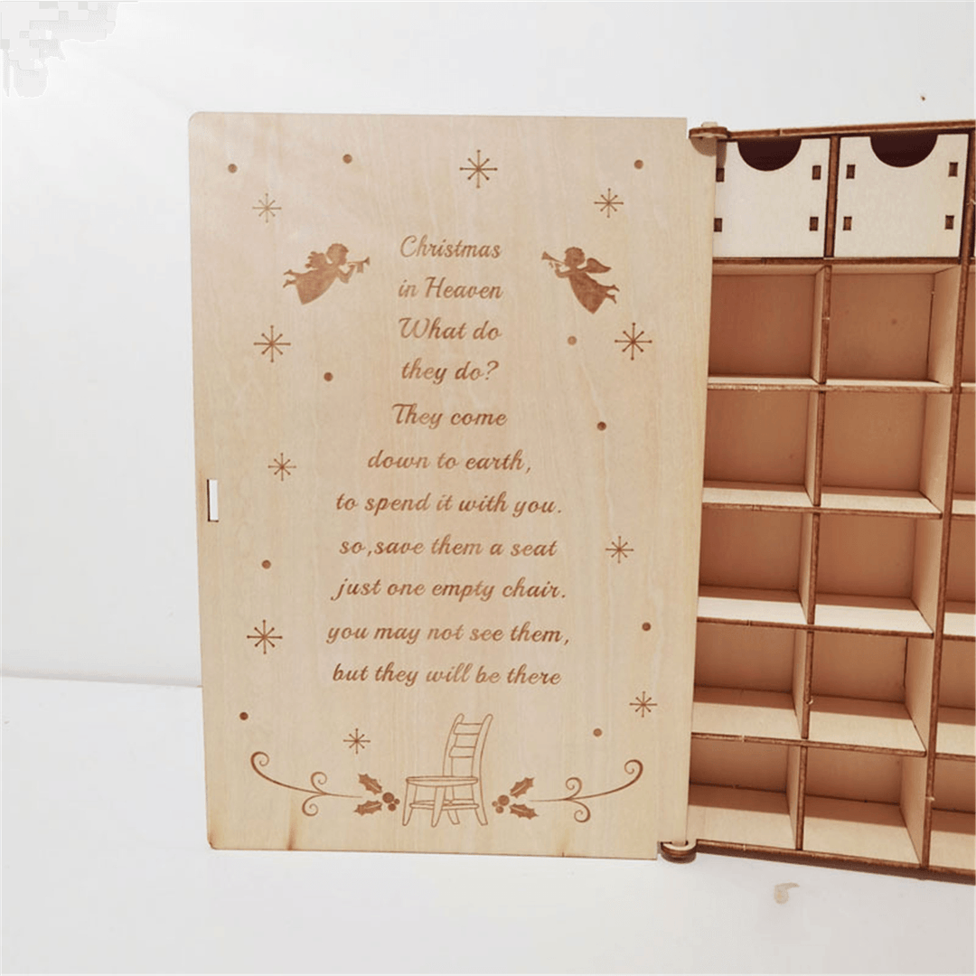 DIY Wooden Christmas Calendar Cabinet Candy Drawer Lockable Box Party Decor Fits 24 Chocolates Candy Stand Rack - MRSLM