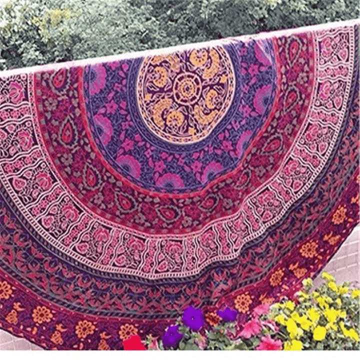 Honana WX-16 150Cm Bohemian Style Thin Chiffon Beach Shawl Mat Mandala round Silk Scarf Bed Sheet Tapestry - MRSLM