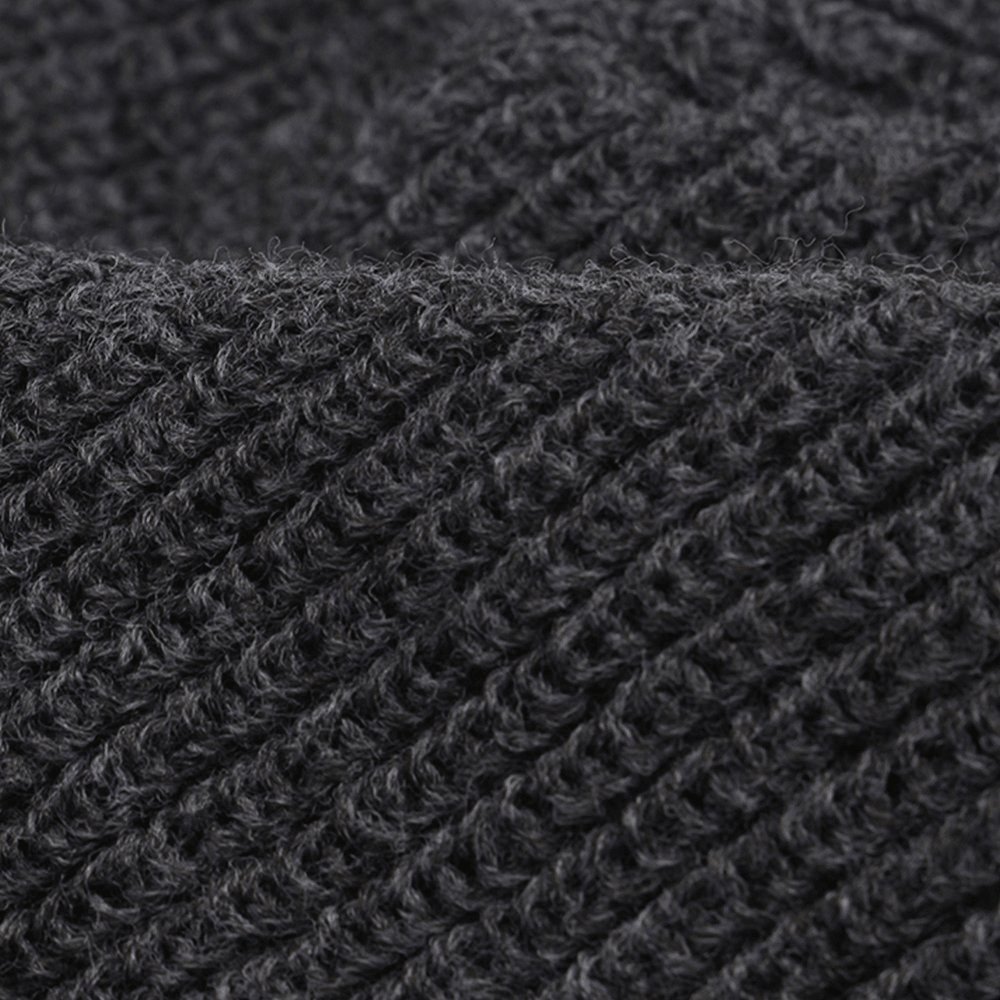 Unisex Woolen Letter Label Patch Knitted Hat Retro Casual Winter Warm Adjustable Brimless Beanie Cap - MRSLM