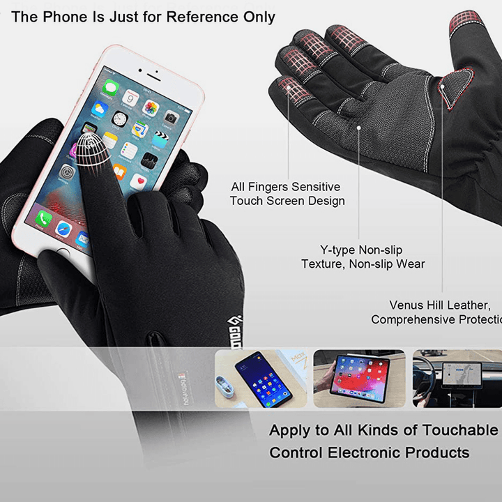 Unisex Outdoor Sports plus Velvet Thicken Windproof Cold Proctection Warm Zipper Touch Screen Gloves Winter Riding Mountaineering Ski Gloves - MRSLM