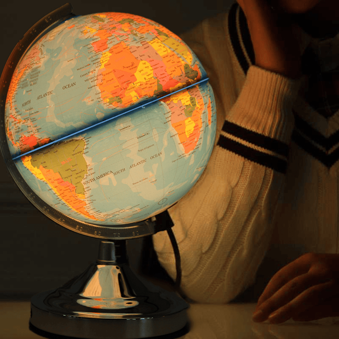 Illuminated Lamp Rotating World Earth Globe Ocean Desk Globe LED Night Light - MRSLM