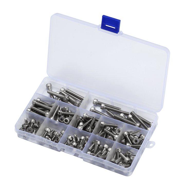 120Pcs M5 304 Stainless Steel Hex Socket Cap Head Screw Bolts Assortment Set - MRSLM