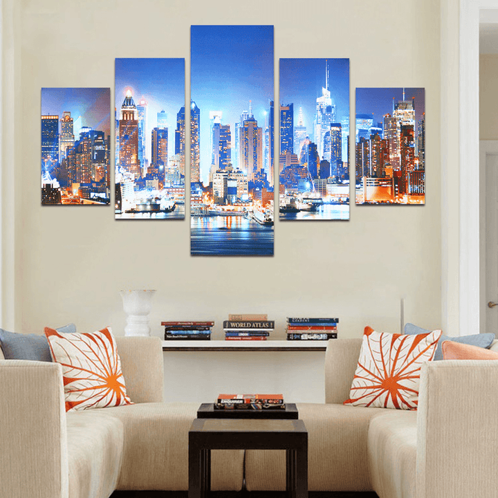 5 Panel New York City Framework Canvas Paintings for Bedroom Living Room Prints - MRSLM