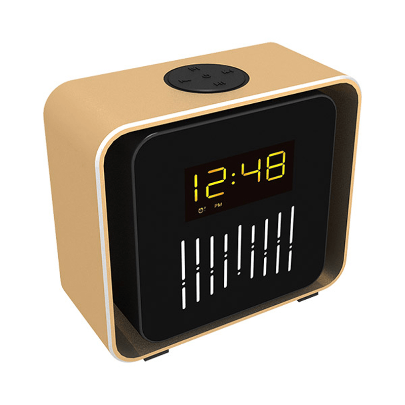 USB Charging LED BT/TF/FM Bluetooth Speaker 360 Rotation Radio Alarm Clock - MRSLM