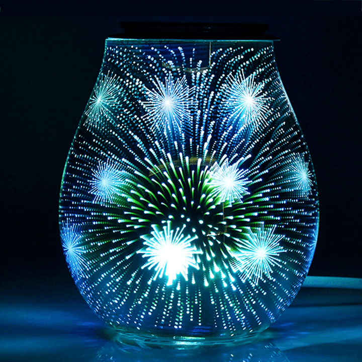 3D Glass Electric Aromatherapy Lamp Firework Pattern Colorful Lights Home Aromatherapy Machine - MRSLM