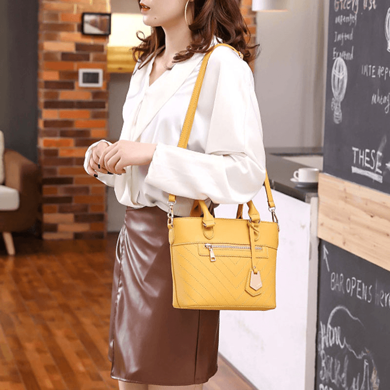 Women Solid Multi-Pocket Commuter Satchel Crossbody Bag Shoulder Bag Handbag - MRSLM