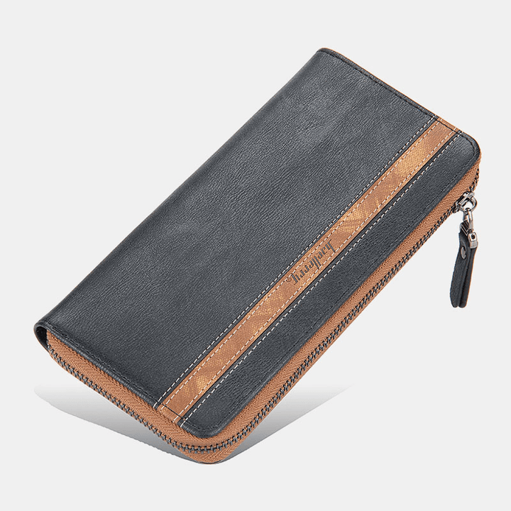 Unisex Faux Leather Multifunction Zipper 6.3 Inch Phone Bag Clutch Wallet Multi-Slot Card Holder Wallet - MRSLM