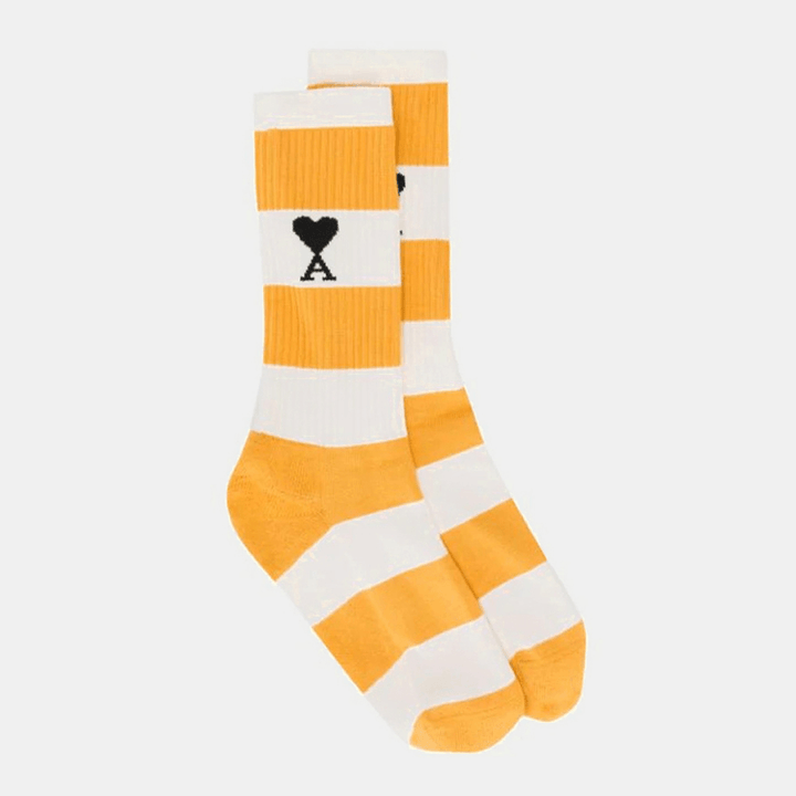 Unisex Cotton Stripes Poker Love Letter Spades a Jacquard All-Match Breathable Socks - MRSLM