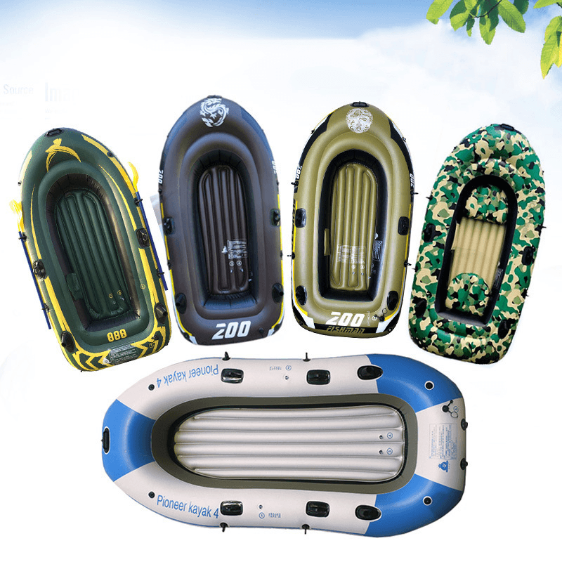 2/3 Persons 190*98*32CM PVC Thickened Inflatable Boat 1.3MM Four Independent Airbags Rubber Dinghy for Kayaking Canoeing Rafting Fishing - MRSLM