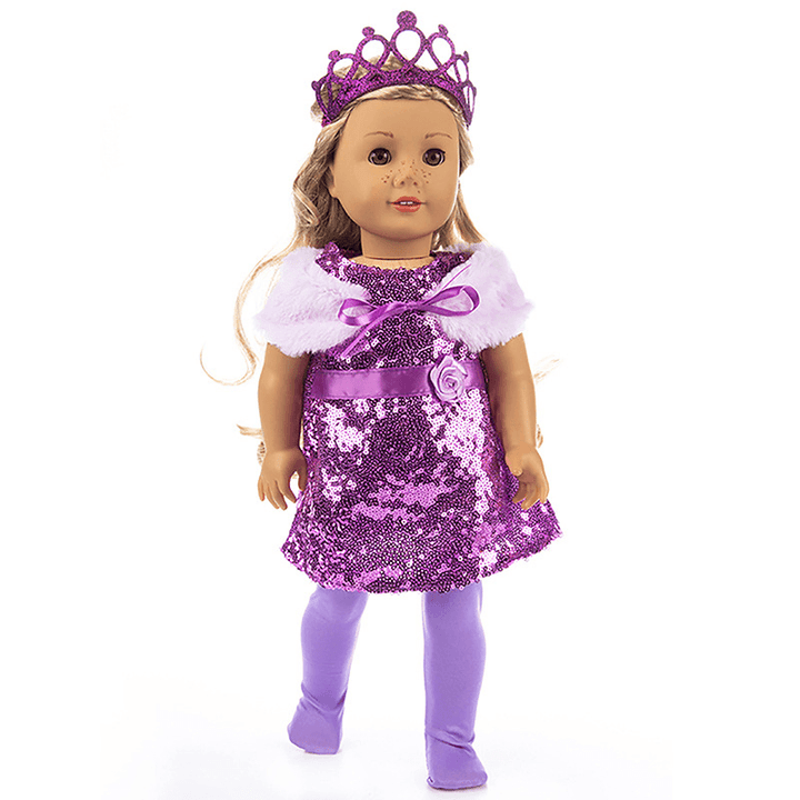 American Girl Doll Dress Crown Sequin Dress Noble Princess Dress - MRSLM