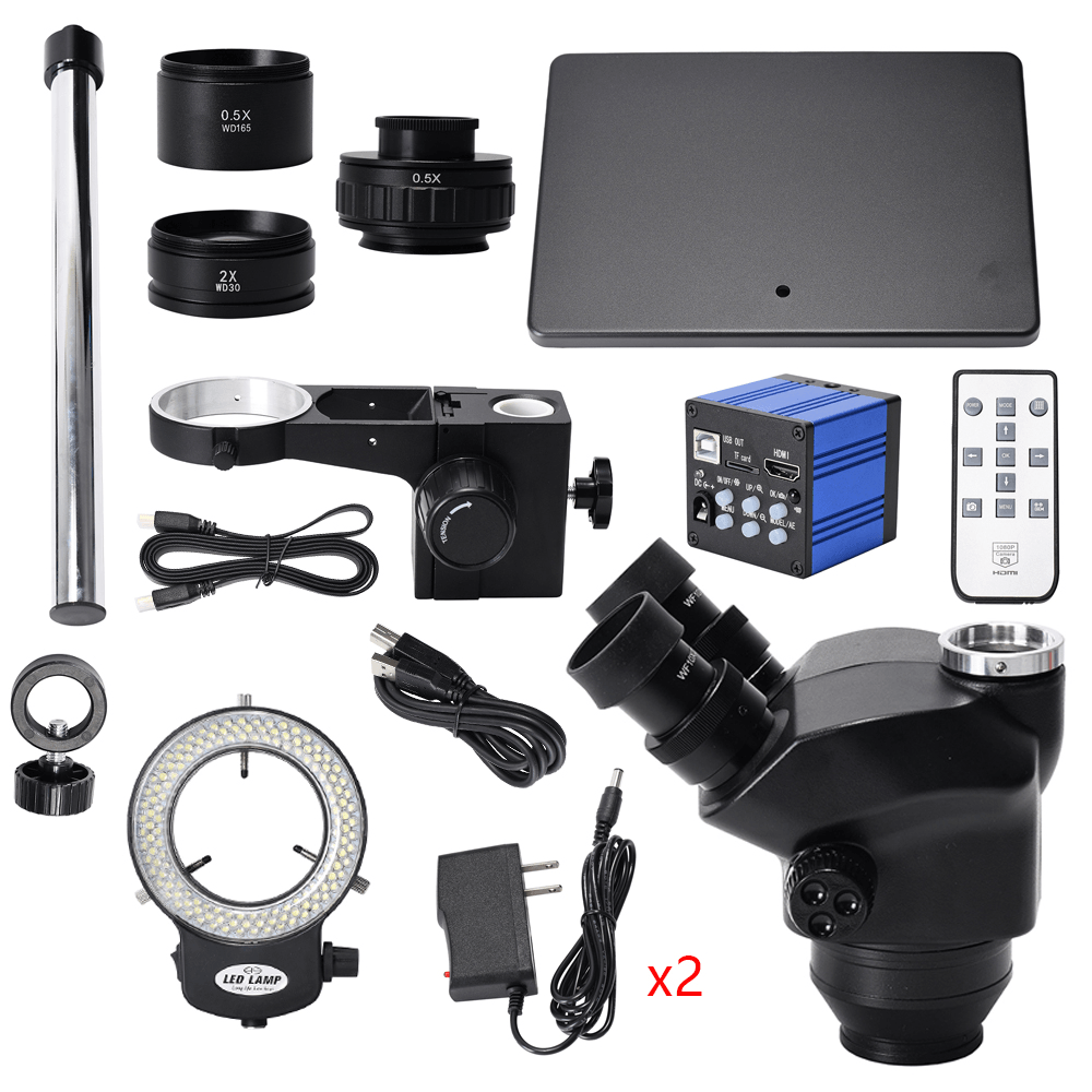 37MP 3.5X-100X Simul-Focal Trinocular Stereo Microscope with Zoom Big Table Stand Industrial Camera Soldering PCB Jewelry Repair Kit - MRSLM