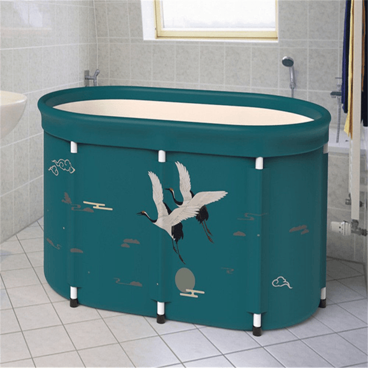 Bath Sauna Adult Folding Bathtub Bath Barrel Household Large Tub Thickened Adult Bath Tub Full Body Hot Tub with Lid Set - MRSLM