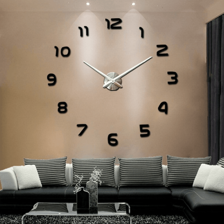 Large 3D Number Mirror Wall Sticker DIY Home Decor Big Watch Art Clock Wall Clock - MRSLM