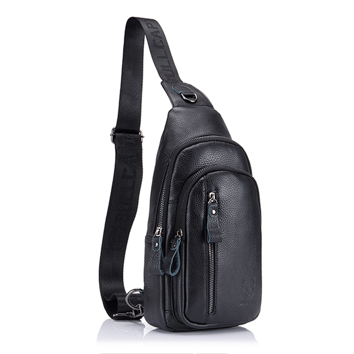 Men Leather Shoulder Bag Leisure Chest Bag Multifunctional Travel Bag Outdoor Sports Climbing Hiking - MRSLM