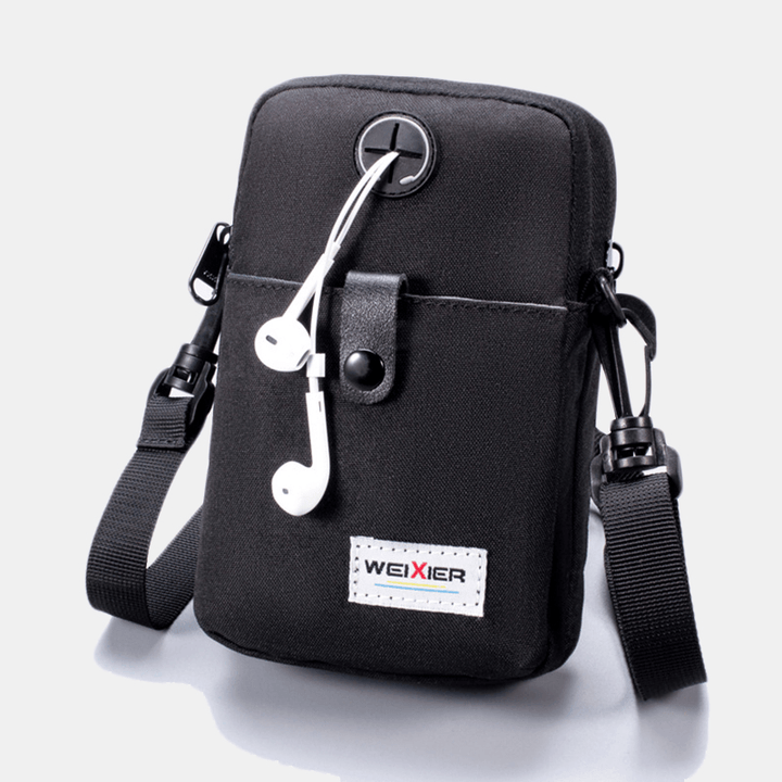 Men Earphone Hole Crossbody Bag Waist Bag Phone Bag for Outdoor Travel - MRSLM