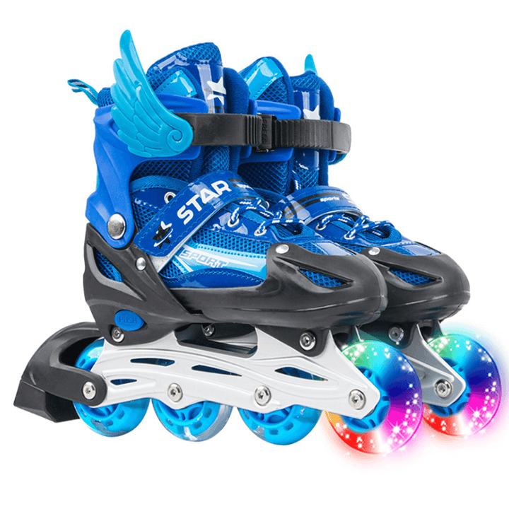 Kids Adjustable Inline Skates with Light up Wheels Outdoor & Indoor Roller Skates for Boys Girls Beginners - MRSLM