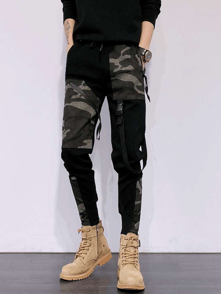 Functional Casual Overalls Camouflage Stitching Personality Slim - MRSLM