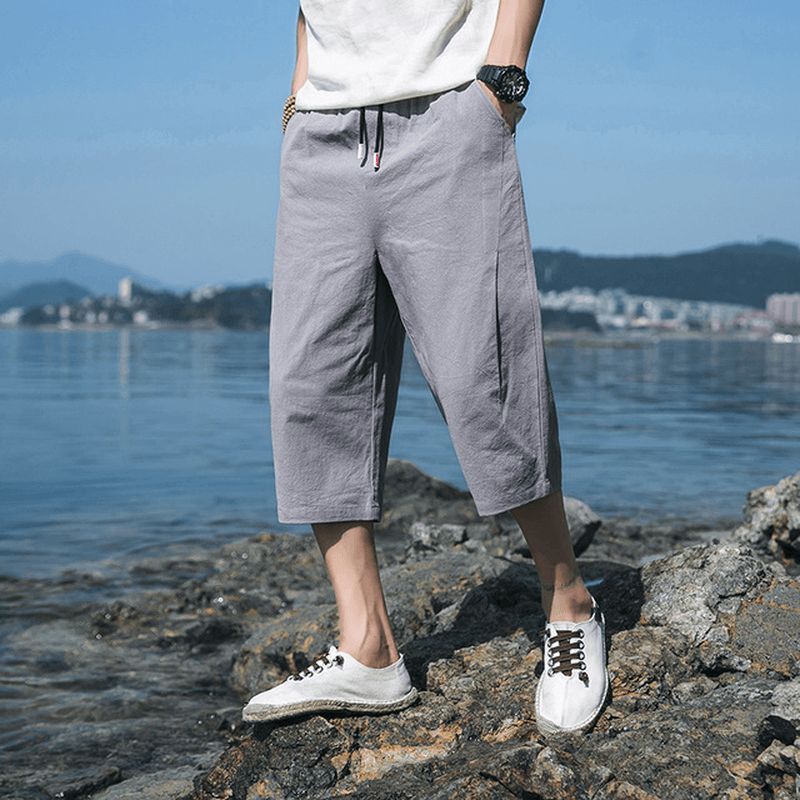 Mens Pants Youth Loose Large Size Casual Pants Sports Shorts - MRSLM