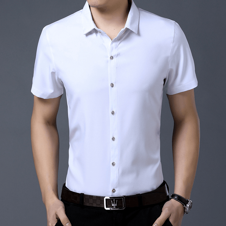 Men Shirt Business Casual Solid Color Slim Shirts - MRSLM