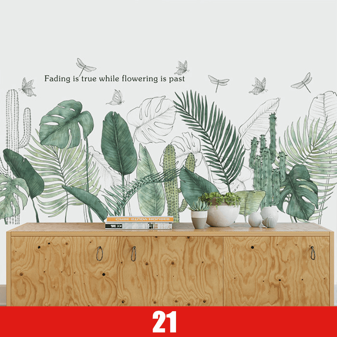 DIY Tropical Leaves Plant Flower Wall Sticker Art Home Decor Office Decal Mural - MRSLM