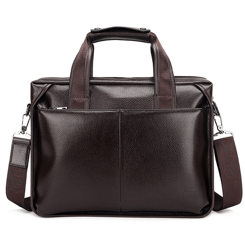 Men Faux Leather Business Handbag Laptop Bags Briefcase Shoulder Bag - MRSLM