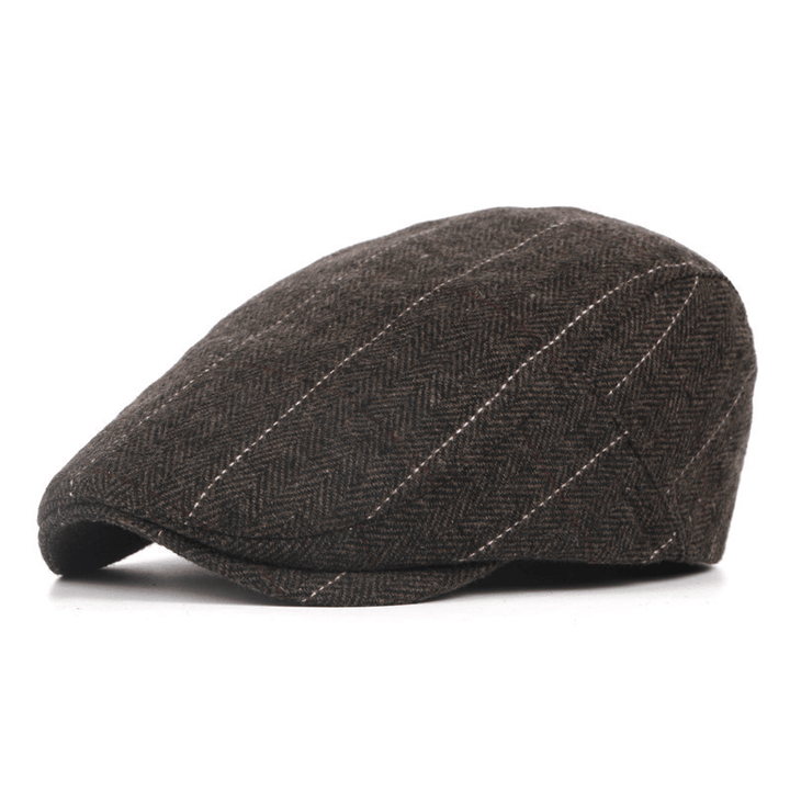 Men British Style Classic Plaid Wool Beret Caps - MRSLM