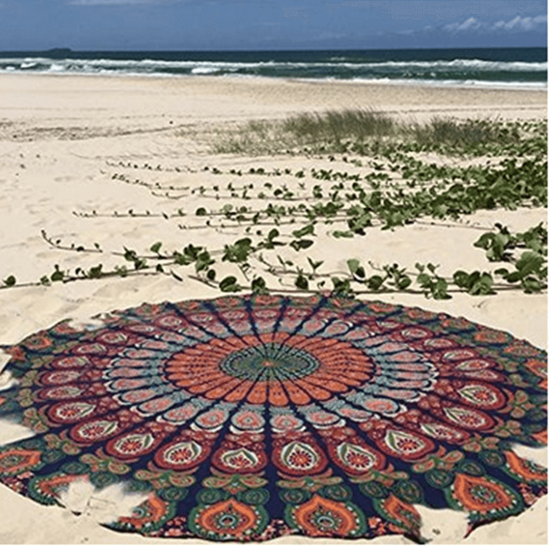 Honana WX-16 150Cm Bohemian Style Thin Chiffon Beach Shawl Mat Mandala round Silk Scarf Bed Sheet Tapestry - MRSLM