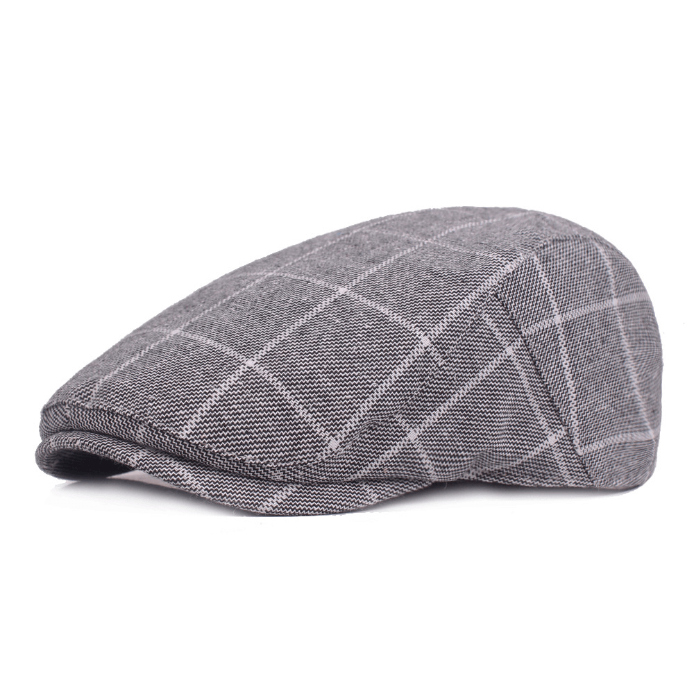 Men'S Plaid Cap Cotton College Style - MRSLM