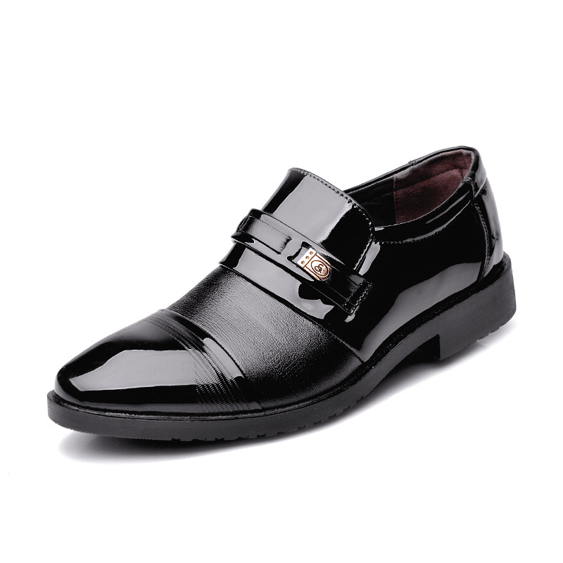 Men Leather Breathable Comfy Soft Sole Pointy Toe Dress Oxford Casual Business Shoes - MRSLM