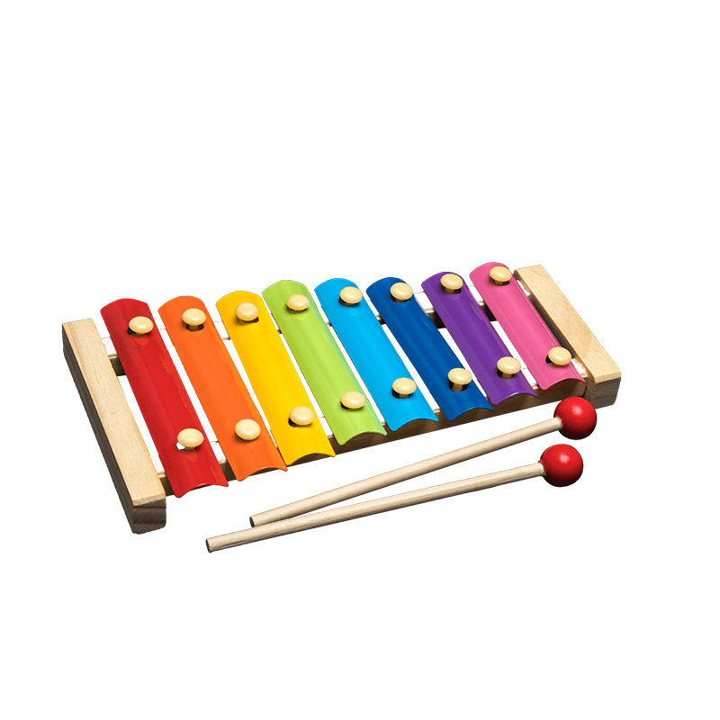 Wooden Toys Rattles Educational Toy Rainbow Blocks Montessori Baby Colorful Kids Music - MRSLM