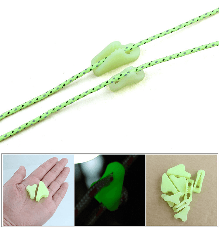 Outdoor Nightglow Luminous Rope Cord Fastener Adjustable Triangle Buckle Tent Canopy Accessories - MRSLM