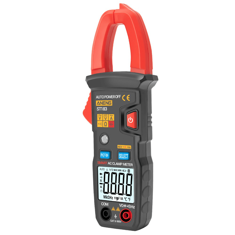 ANENG ST183 Digital Clamp Meter AC Current 6000 Counts True RMS Multimeter DC/AC Voltage Tester Hz Capacitance NCV Ohm Tests - MRSLM