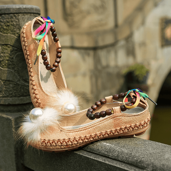 Women Beading Colorful Flats Loafers - MRSLM