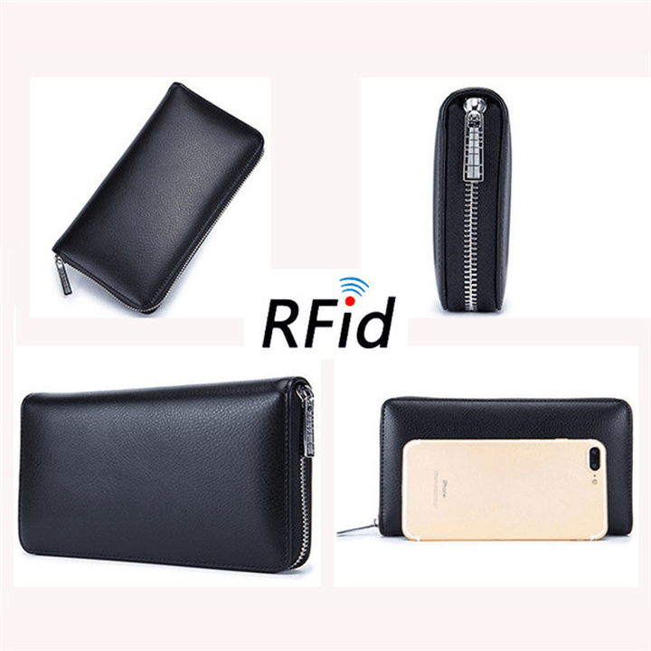 RFID Antimagnetic Genuine Leather 36 Card Slots Card Holder Long Wallet Purse for Women Men - MRSLM