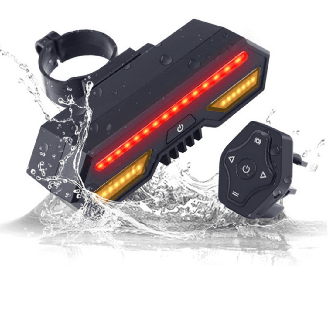 Bicycle Bike Rear Tail Laser LED Indicator Turn Signal Light Wireless Remote Tail Light USB Charging - MRSLM