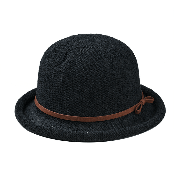 Women Ladies Vintage Shaped Dome Knot Chenille Top Hat Cap - MRSLM