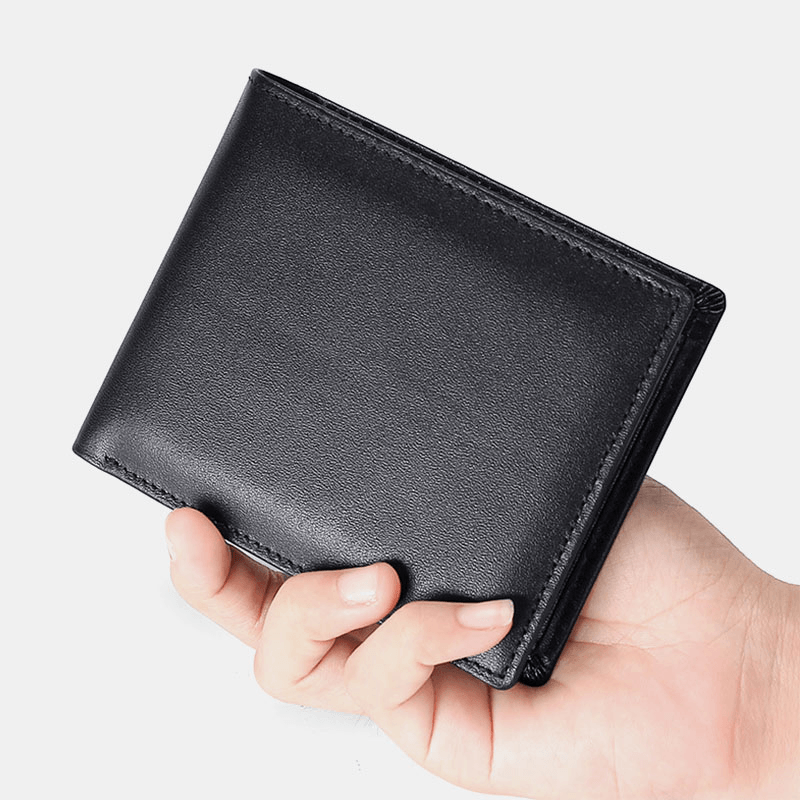 Men Genuine Leather Anti-Theft Multi-Slot Large Capacity Coin Bag Card Holder Wallet - MRSLM