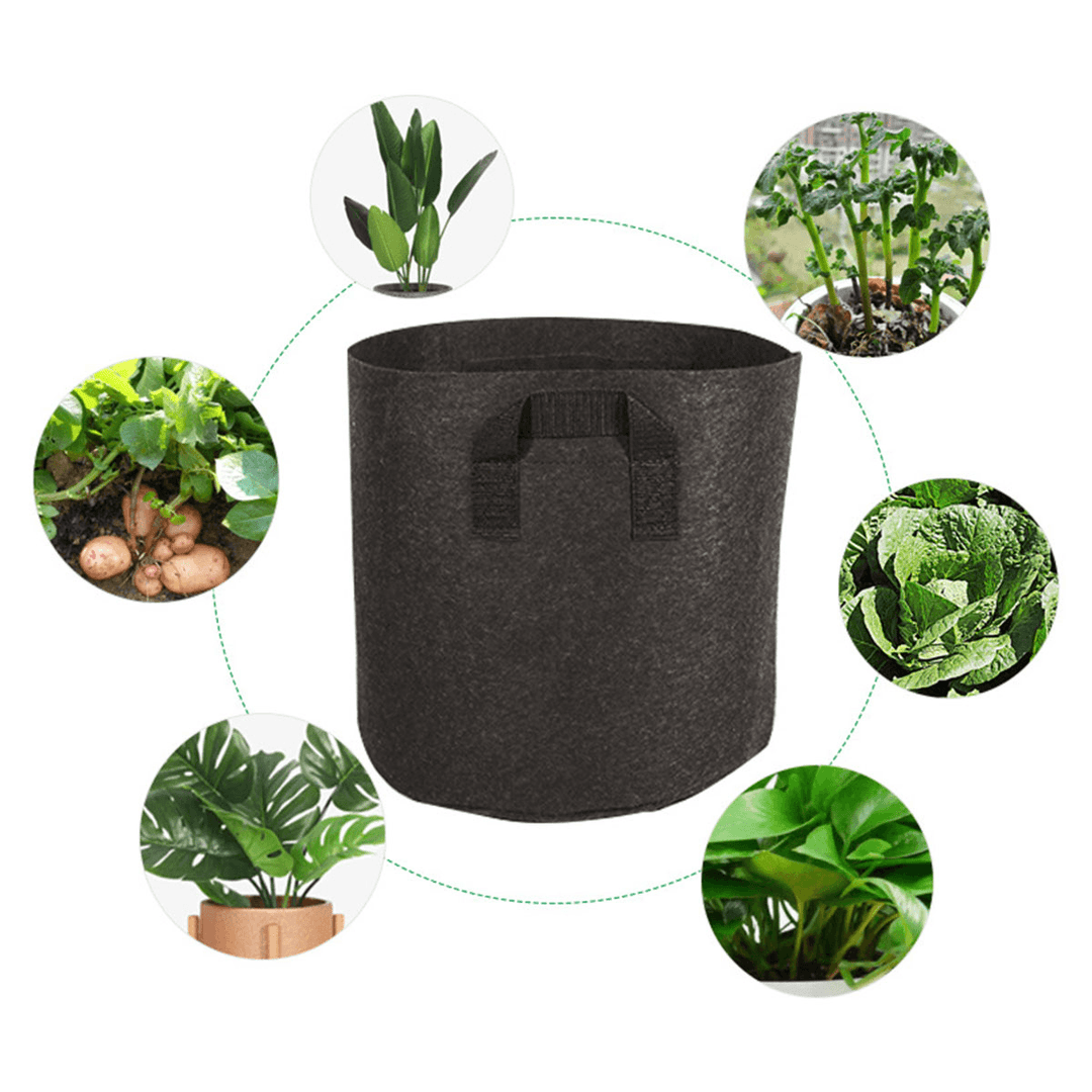 Non-Woven Fabric Planting Grow Box Vegetable Flower Pots Bag Planter Black with Handles - MRSLM