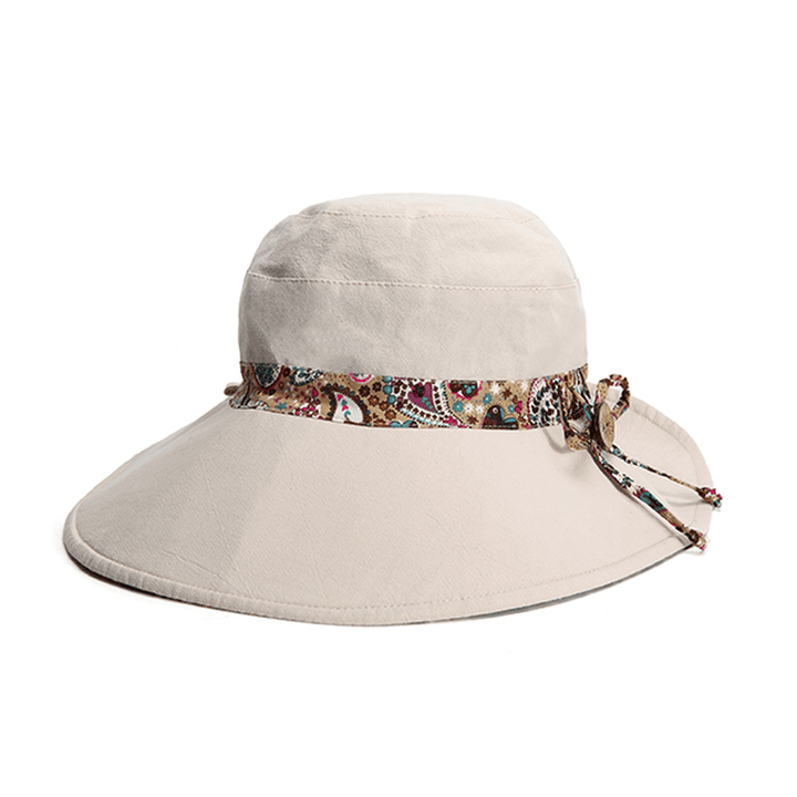 Women Sunscreen Bucket Hat Casual Anti-Uv Wide Brim Double Sided Wear Beach Hat - MRSLM