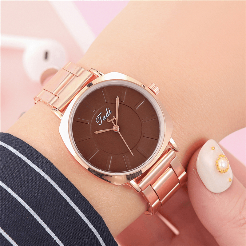 A0498 Fashion Waterproof Simple Dial Women Stainless Steel Strap Quartz Watch - MRSLM