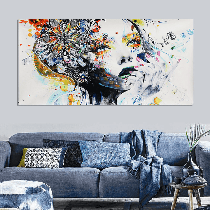 Modern Artwork Decor Girl Canvas Oil Painting Print Picture Home Wall Art Decor Unframed - MRSLM