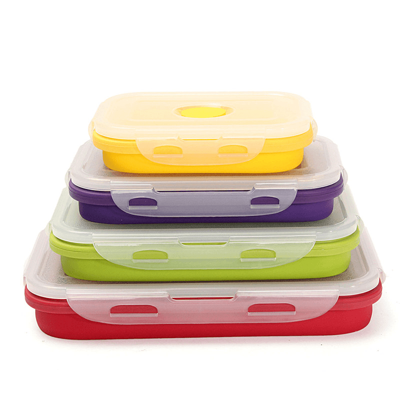 Ipree® 4 Size Collapsible Silicone Lunch Boxes Portable Food Storage Kitchen Containers - MRSLM