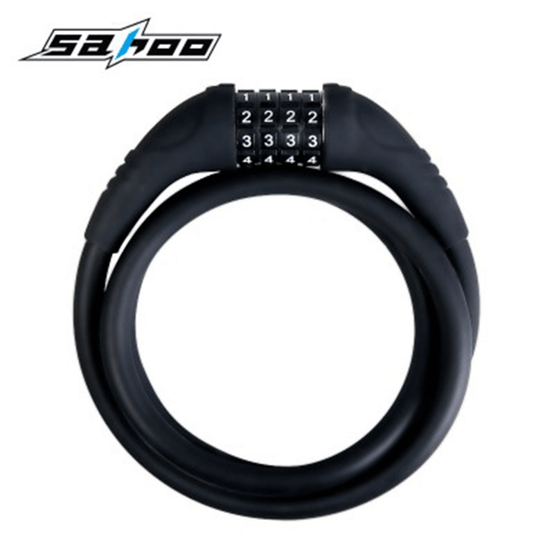 SAHOO Bicycle Lock Silicone Cable Lock Ring Type anti Theft Wear Resistant Locking Password Lock - MRSLM