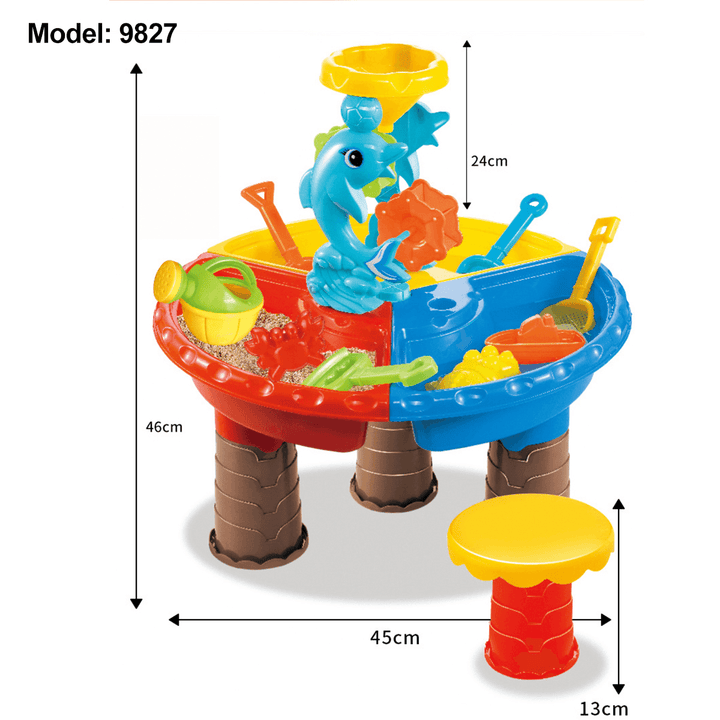 Children Sand Water Table Set Outdoor Beach Play Toys Sand Kids Bucket Shovel Chair Sand Pit Table - MRSLM