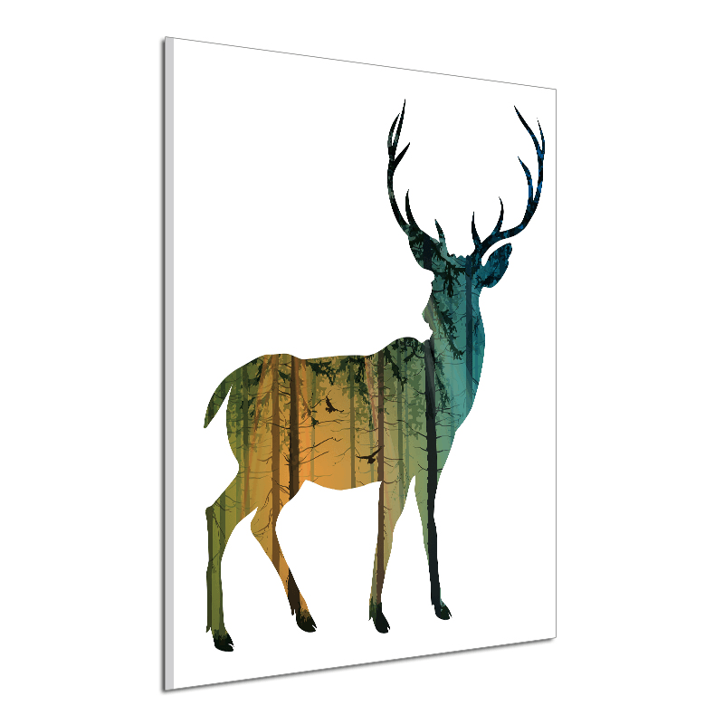 Miico Hand Painted Oil Paintings Simple Style-D Side Face Deer Wall Art for Home Decoration Paintings - MRSLM