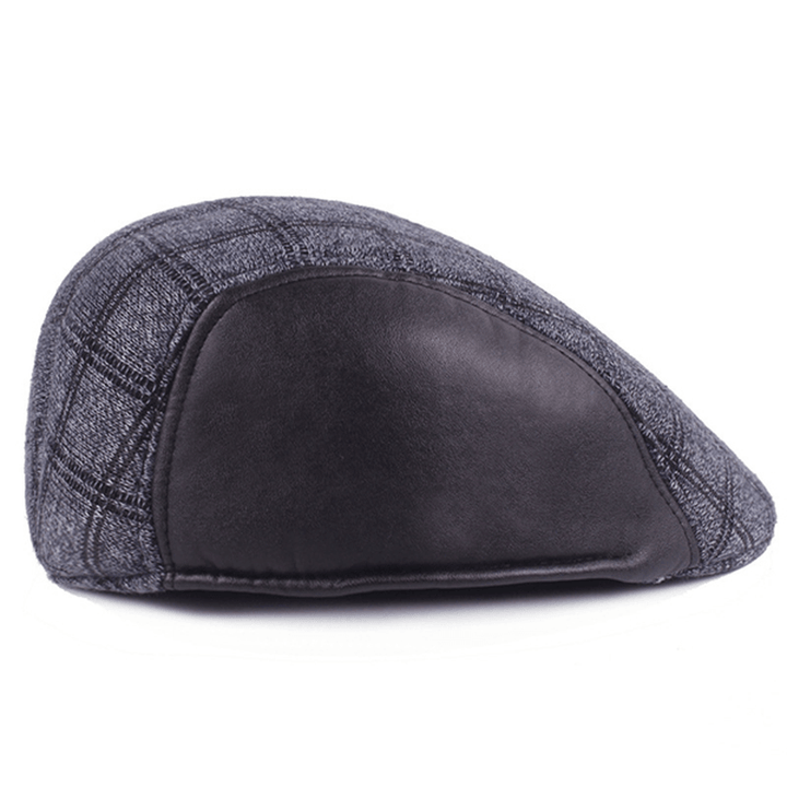 Mens Vintage Grid Casual Patchwork Beret Caps - MRSLM