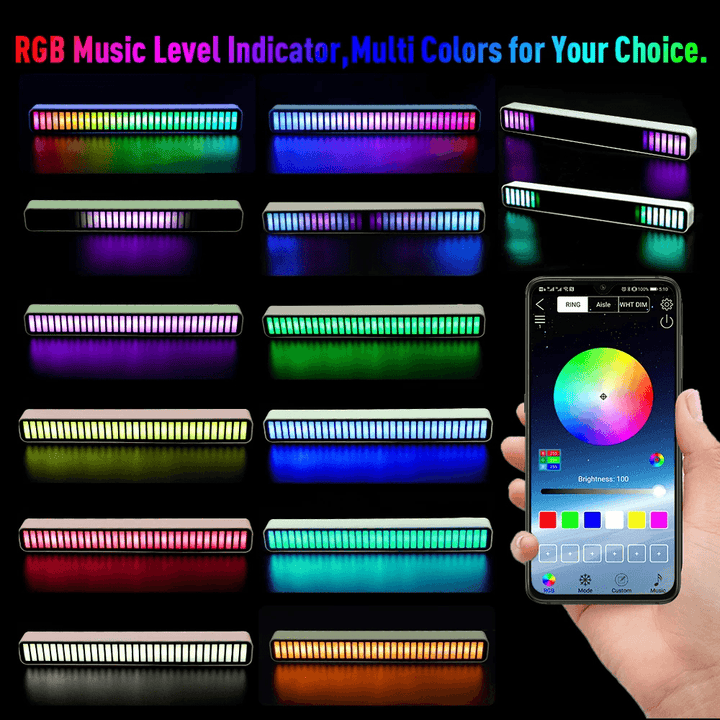 Smart Bluetooth RGB Light APP Control Music Voice Control Magic Rhythm Lights 210 Color Modes Music Mode Ambient Light USB Charging Lamp - MRSLM